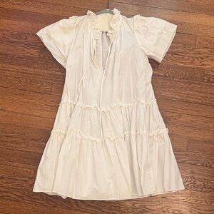 HUNTER BELL Cream Ruffle Dress